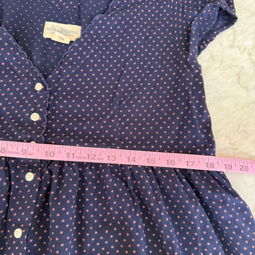 Denim & Supply Ralph Lauren Women's New Star Print Babydoll Blue Dress XL - Picture 7 of 9